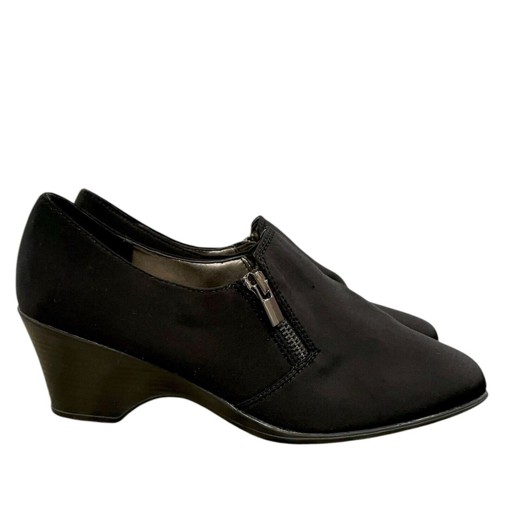Coach And Four Women 7.5 Shoes Heels Booties Slip On Zipper Detail Comfort Black